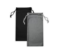 LICQIC 2Pcs Microfibre Sunglasses Soft Pouch, Ski Goggle Bag, Sunglasses Bag (Grey+Black)