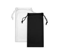 LICQIC 2Pcs Microfibre Sunglasses Soft Pouch, Ski Goggle Bag, Sunglasses Bag (White+Black)