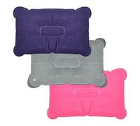 LICQIC 3 PCS Inflatable Pillows, Blow Up Cushion, Air Pillow for Camping,Travel, Sunbathing, Neck Lumbar Support (Gray & Dark Purple & Rose Red)