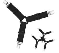 LICQIC 4 Pcs Bed Sheet Clips, Bed Sheet Holder, Bed Sheet Suspenders for Bedding, Keepers, Bedsheet Tie Downs (Black, Short Type 3 Clips)
