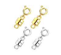 LICQIC 4 Pcs Magnetic Chain Necklace Bracelet Clasps, Closures Connector Locking Magnetic Clasp Converters for Jewelry Accessories, 2cm, Gold+Silver