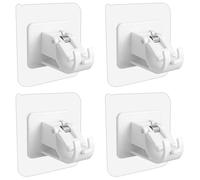 LICQIC 4 Pcs Self Adhesive Curtain Rod Bracket, Curtain Pole Wall Brackets Fixing Rod Holder, No Drill Drapery Hook Holder for for Home Kitchen Bathroom (White)