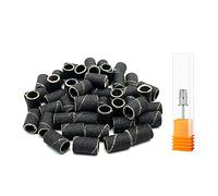 LICQIC 50 Pcs 180# Nail Drill Sanding Bands, Grit Nail Files for 3/32 Shank Inch Nail Drill Bits for Electric Nail Files Nail Drill Machine, to Polish Art Acrylic Gel Fake Nails, Black