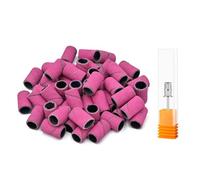 LICQIC 50 Pcs 240# Nail Drill Sanding Bands, Grit Nail Files for 3/32 Shank Inch Nail Drill Bits for Electric Nail Files Nail Drill Machine, to Polish Art Acrylic Gel Fake Nails, Pink