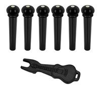 LICQIC 6 Pcs Ebony Acoustic Guitar String Pegs Slotted Wooden Endpin with Abalone Dot with Bridge Pins puller