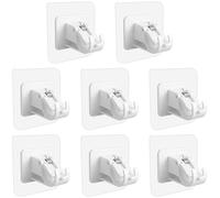 LICQIC 8 Pcs Self Adhesive Curtain Rod Bracket, Curtain Pole Wall Brackets Fixing Rod Holder, No Drill Drapery Hook Holder for for Home Kitchen Bathroom (White)