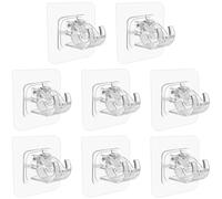 LICQIC 8 Pcs Self Adhesive Curtain Rod Bracket, Curtain Pole Wall Brackets Fixing Rod Holder, No Drill Drapery Hook Holder for for Home Kitchen Bathroom (Transparent)