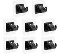 LICQIC 8 Pcs Self Adhesive Curtain Rod Bracket, Curtain Pole Wall Brackets Fixing Rod Holder, No Drill Drapery Hook Holder for for Home Kitchen Bathroom (Black)