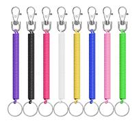 LICQIC 8 Pcs Stretchy Spiral Keyring, elastic keychain, Colourful Plastic Keychain for School, Work (8 Colors)
