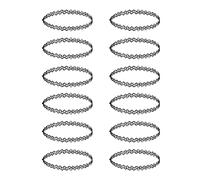 LICQIC 90s Choker Necklace Kit, 12Pcs Tattoo Choker Necklace, Elastic Stretchable Neon Chokers, Gothic Tattoo Choker Chain Jewelry for Women Girls, Black