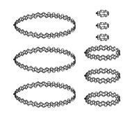 LICQIC 90s Choker Necklace Kit, 9 Pcs Tattoo Choker Necklace, Elastic Stretchable Neon Chokers, Gothic Tattoo Choker Chain Jewelry for Women Girls, Black