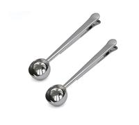 LICQIC Coffee Scoop with Bag Clip, for Sealing and Measuring Coffee, Stainless Steel, 2 Pcs Silver