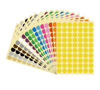 LICQIC Coloured Sticky Dots, 19 mm Self Adhesive Dots, Circular Stickers, 16 Colours, 1120 Polka Dot Stickers