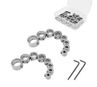 LICQIC Drill Stop Position Limiting Ring, 3-16 mm Drill Depth Stop Ring with Hexagonal Wrench, Stainless Steel Drill Limiting Ring Positioner Spacer Ring Positioner (16 PCS,Silver)
