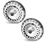 LICQIC Kitchen Sink Accessories, Stainless Steel Leak Proof Kitchen Sink Strainer Plug for Kitchen Sink Bowl, Diameter 80 mm (2 PCS)
