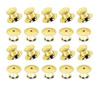 LICQIC Locking Pin Keepers Backs, Metal Pin Badge Backs for Jewelry Brooches Badge Name Tags Crafts DIY, 20 Pcs Gold