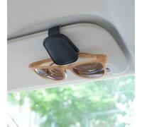 LICQIC Magnetic Leather Car Sunglass Holder, Eyeglass Hanger Clip for Car Sun Visor, Suitable for Different Size Eyeglasses (1 Pcs Black)