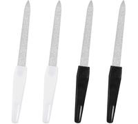 LICQIC Metal Nail File, Stainless Steel with Anti Slip Handle, 4 Pcs (Black+White)