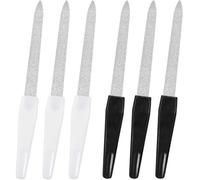 LICQIC Metal Nail File, Stainless Steel with Anti Slip Handle, 6 Pcs (Black+White)