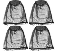 LICQIC Mosquito Net Hat, Midge Hat, Anti-Insect Net Hat, Face Net for Outdoor, Camping, Mountaineering, Hiking, Fishing (4 Pcs, Black)
