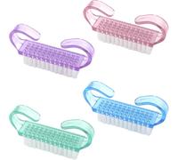 LICQIC Nail Brush, Nail Brush Cleaning Brush, Nail Brush with Handle is suitable for removing dirt from fingernails and toenails (4 Pcs, Pink+Blue+Green+Purple)