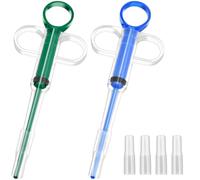 LICQIC Pet Pill Ejector, Pill Launcher, Pet Pill Dispenser for Cats and Dogs Small Animals Medical Feeding (2Pcs, Green+Blue)