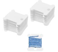 LICQIC Plastic Floss Bobbins, Thread Cards with Floss Winder, 50 Pcs White