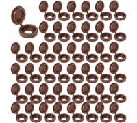 LICQIC Plastic Hinged Screw Cover Caps, Brown, Round, 100 Pcs, M4 - M6 Screws