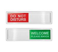 LICQIC Privacy Sign, DO NOT DISTURB/WELCOME PLEASE KNOCK - Sliding Door Sign for Home Office Restroom Conference, Silver