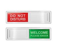 LICQIC Privacy Sign, DO NOT DISTURB/WELCOME PLEASE KNOCK - Sliding Door Sign with Fast Switching Raised Buttons, for Home Office Restroom Conference, Silver
