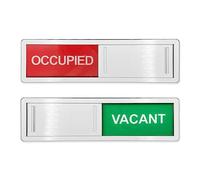 LICQIC Privacy Sign, OCCUPIED/VACANT - Sliding Door Sign with Fast Switching Raised Buttons, for Home Office Restroom Conference, Silver