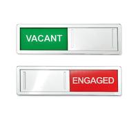 LICQIC Privacy Sign, VACANT/ENGAGED - Sliding Door Sign with Fast Switching Raised Buttons, for Home Office Restroom Conference, Silver