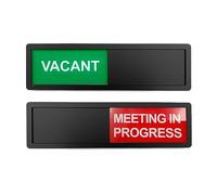 LICQIC Privacy Sign, VACANT/MEETING IN PROGRESS - Sliding Door Sign for Home Office Restroom Conference, Black
