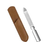 LICQIC Professional Stainless Steel Double Sided Nail File, Heavy Duty Reusable Nail File with Genuine Leather Cover for Natural Nails, Great for Home Salon or Travelling (1 PCS, S)