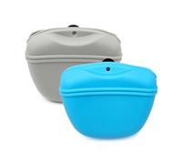 LICQIC Silicone Dog Food Bags, Magnetic Silicone Dog Food Bags for Taking Pets for Walking and Outdoor Training (2Pcs, Grey + Sky Blue)