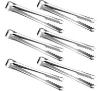 LICQIC Stainless Steel Ice Sugar Tongs, Sweet Tongs for Pick Mix, U Shaped Serving Small Tongs for Food, Bread, Cake, 6 Pcs 6in