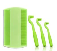 LICQIC Tick Remover Tool for Dogs Cats and Humans, 3pcs Sized Strong Plastic Tick Remove Tool with 1pcs Flea Comb (Green)