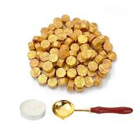 LICQIC Wax Stamp Kit, 100 Pcs Wax Seal Beads with 1 Tea Candles and 1 Melting Spoon, for Invitations, Cards, Envelopes, Wine Packages, Gift Wrapping