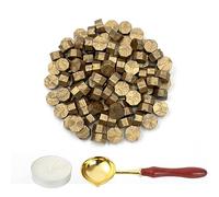 LICQIC Wax Stamp Kit, 100 Pcs Wax Seal Beads with 1 Tea Candles and 1 Melting Spoon, for Invitations, Cards, Envelopes, Wine Packages, Gift Wrapping