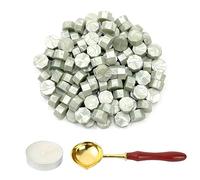LICQIC Wax Stamp Kit, 100 Pcs Wax Seal Beads with 1 Tea Candles and 1 Melting Spoon, for Invitations, Cards, Envelopes, Wine Packages, Gift Wrapping