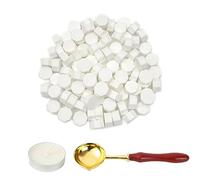 LICQIC Wax Stamp Kit, 100 Pcs Wax Seal Beads with 1 Tea Candles and 1 Melting Spoon, for Invitations, Cards, Envelopes, Wine Packages, Gift Wrapping