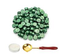 LICQIC Wax Stamp Kit, 100 Pcs Wax Seal Beads with 1 Tea Candles and 1 Melting Spoon, for Invitations, Cards, Envelopes, Wine Packages, Gift Wrapping