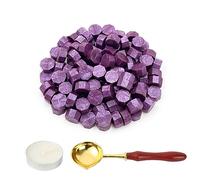 LICQIC Wax Stamp Kit, 100 Pcs Wax Seal Beads with 1 Tea Candles and 1 Melting Spoon, for Invitations, Cards, Envelopes, Wine Packages, Gift Wrapping