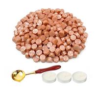 LICQIC Sealing Wax Beads Set, 300 Pcs Seal Wax with 3 Tea Candles and 1 Melting Spoon for Stamp Sealing