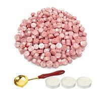 LICQIC Sealing Wax Beads Set, 300 Pcs Seal Wax with 3 Tea Candles and 1 Melting Spoon for Stamp Sealing