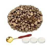 LICQIC Wax Stamp Kit, 300 Pcs Wax Seal Beads with 3 Tea Candles and 1 Melting Spoon, for Invitations, Cards, Envelopes, Wine Packages, Gift Wrapping