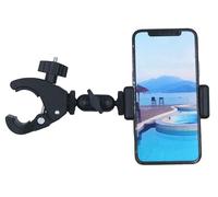 LICRUGU Phone Holder with Clamp for Golf Cart, Push Cart, Universal Phone Mount Holder for Bike, Mic Stand, Bicycle Handlebar, Wheelchair, Stroller Clip Mount Black