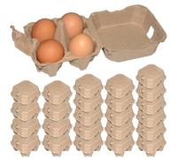 Licsaliwe 25Pcs Egg Cartons 4 Counts Capacity Egg Crates Reusable Natural Pulp Cartons Stackable Duck Carton Storage Containers for Family Farm Market Kitchen