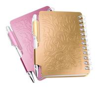 Licsaliwe 2Pcs Stainless Steel Password Book 4.5x4x1 Inch, Portable Password Keeper with Pen, Small Metal Cover Notebook for Students Adults Seniors