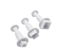 Licsaliwe 3 Pcs Square Shaped Cookie Plunger Cutter Cupcake Toppers Mold Cake Decorating Tool for Fondant Gum Pastry White